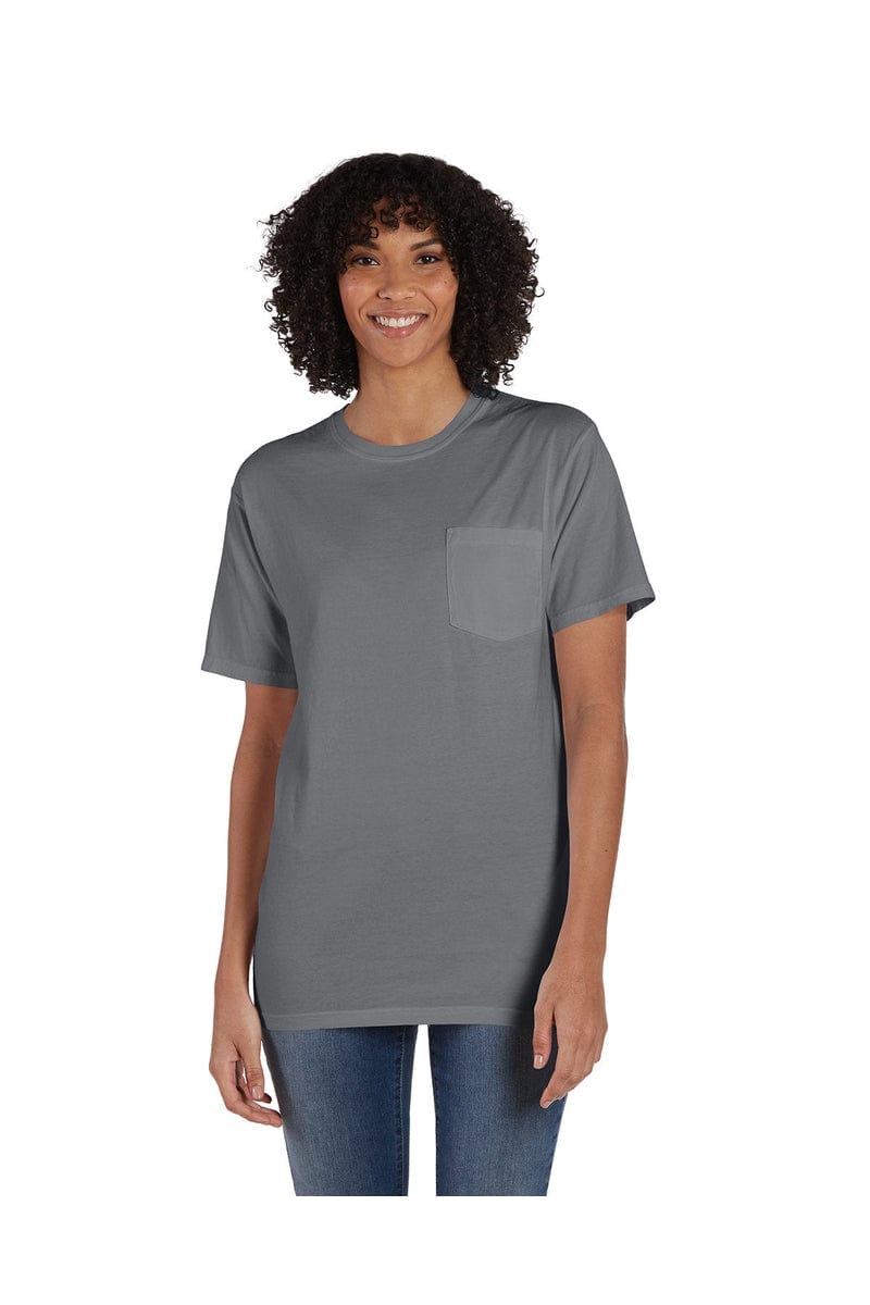 ComfortWash by Hanes GDH150: Unisex 5.5 oz., 100% Ringspun Cotton Garment-Dyed T-Shirt with Pocket in Concrete