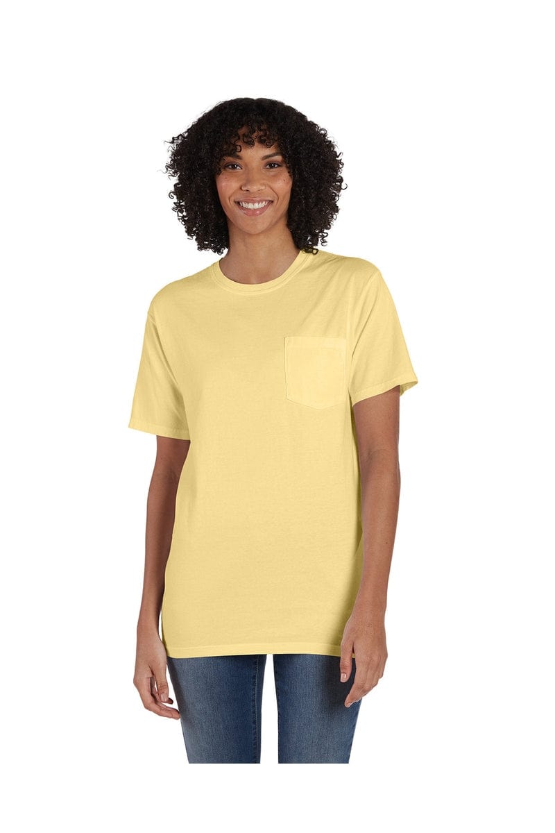 ComfortWash by Hanes GDH150: Unisex 5.5 oz., 100% Ringspun Cotton Garment-Dyed T-Shirt with Pocket in Summer Squash