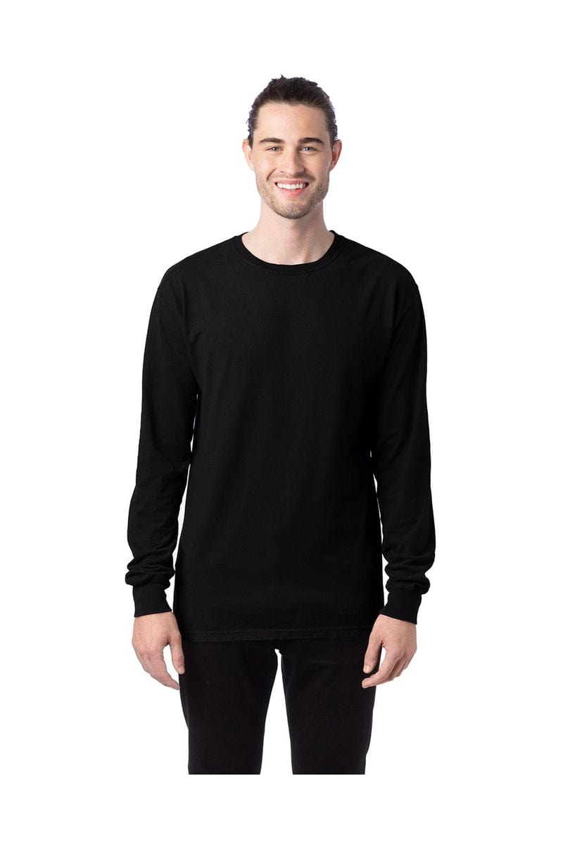 ComfortWash by Hanes GDH200: Unisex 5.5 oz., 100% Ringspun Cotton Garment-Dyed Long-Sleeve T-Shirt in Black