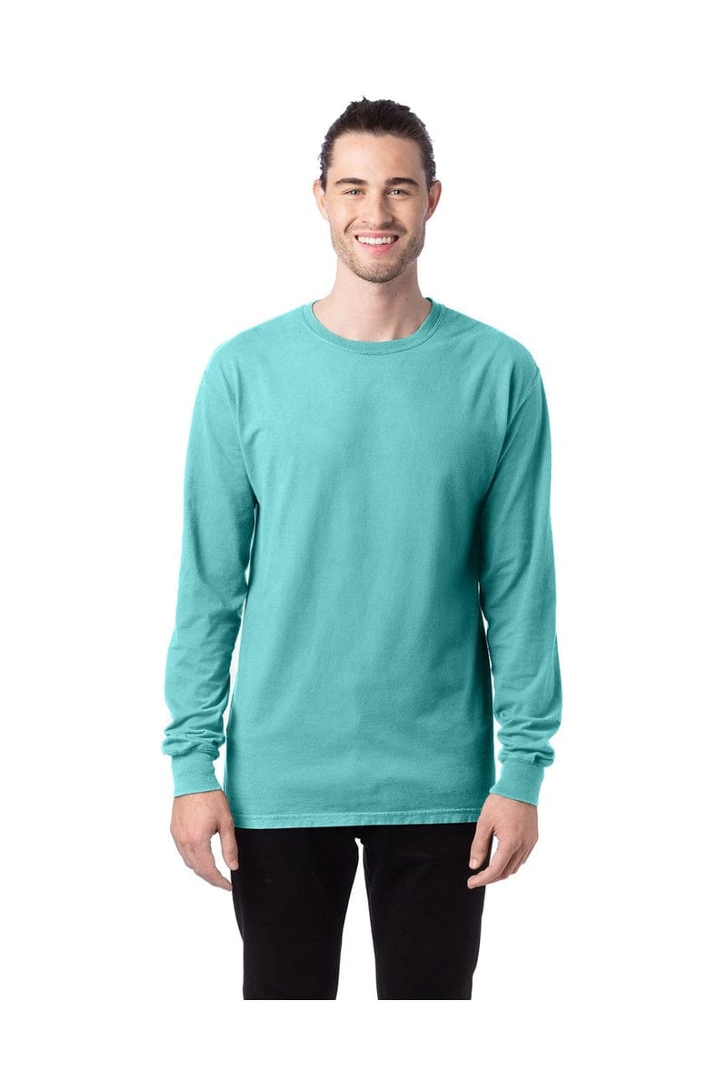 ComfortWash by Hanes GDH200: Unisex 5.5 oz., 100% Ringspun Cotton Garment-Dyed Long-Sleeve T-Shirt in Mint