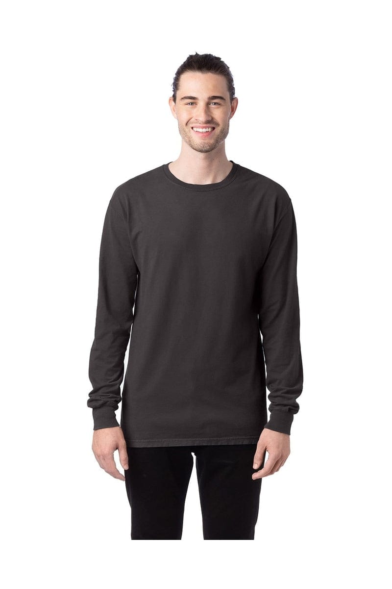 ComfortWash by Hanes GDH200: Unisex 5.5 oz., 100% Ringspun Cotton Garment-Dyed Long-Sleeve T-Shirt in New Railroad