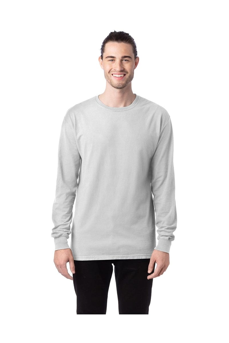 ComfortWash by Hanes GDH200: Unisex 5.5 oz., 100% Ringspun Cotton Garment-Dyed Long-Sleeve T-Shirt in White