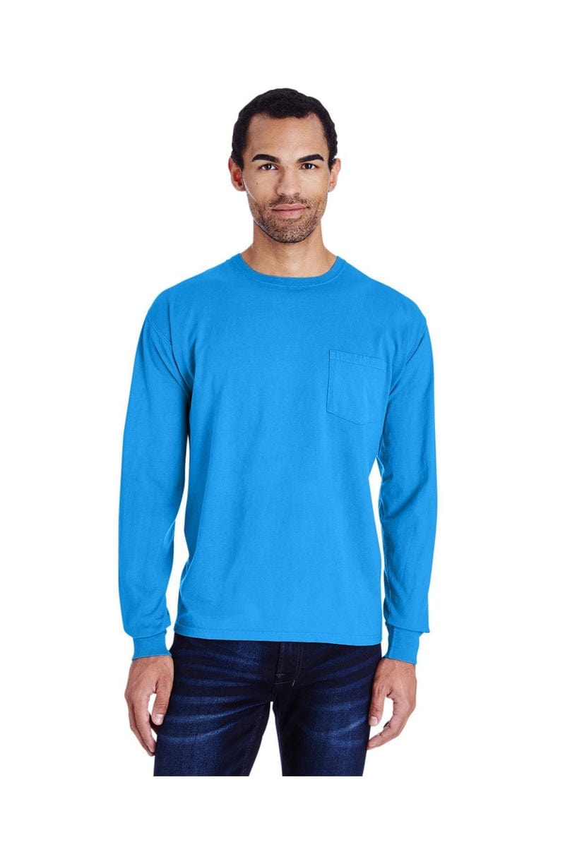 ComfortWash by Hanes GDH250: Unisex 5.5 oz., 100% Ringspun Cotton Garment-Dyed Long-Sleeve T-Shirt with Pocket in 