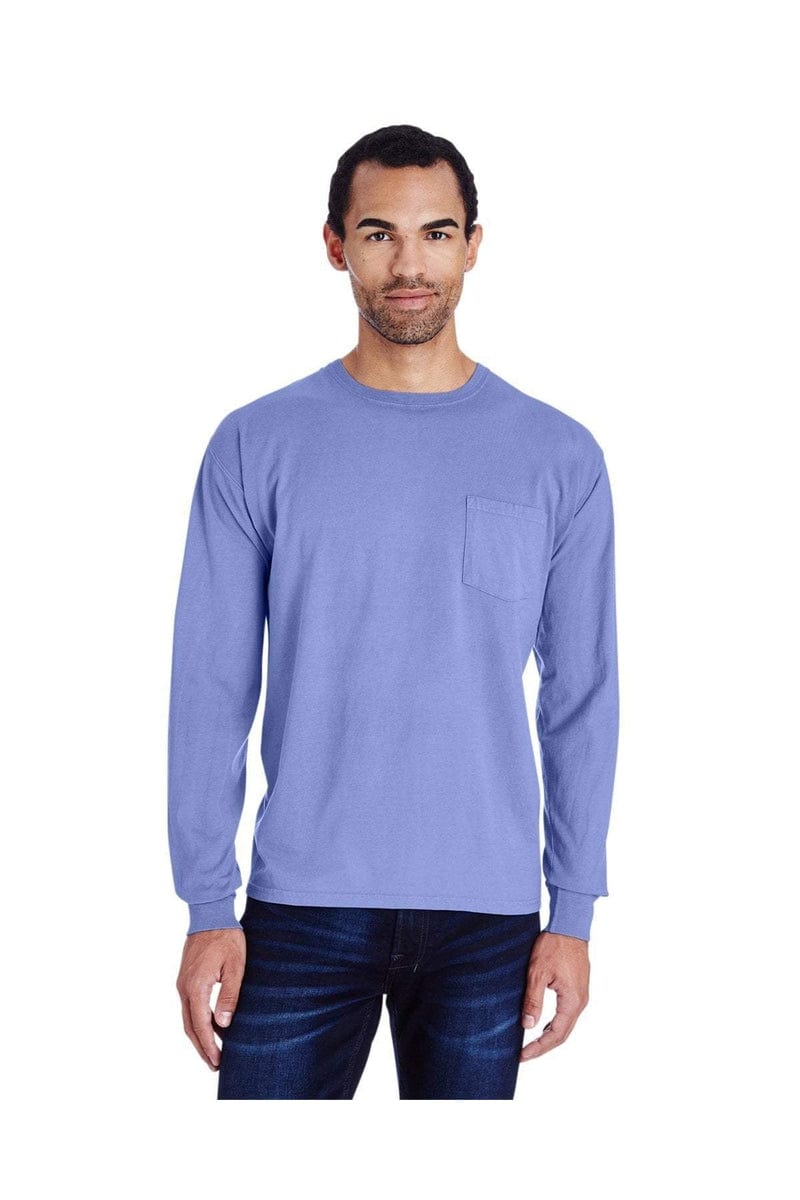 ComfortWash by Hanes GDH250: Unisex 5.5 oz., 100% Ringspun Cotton Garment-Dyed Long-Sleeve T-Shirt with Pocket in 