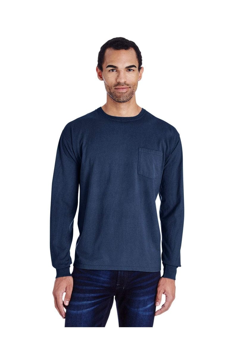 ComfortWash by Hanes GDH250: Unisex 5.5 oz., 100% Ringspun Cotton Garment-Dyed Long-Sleeve T-Shirt with Pocket in 