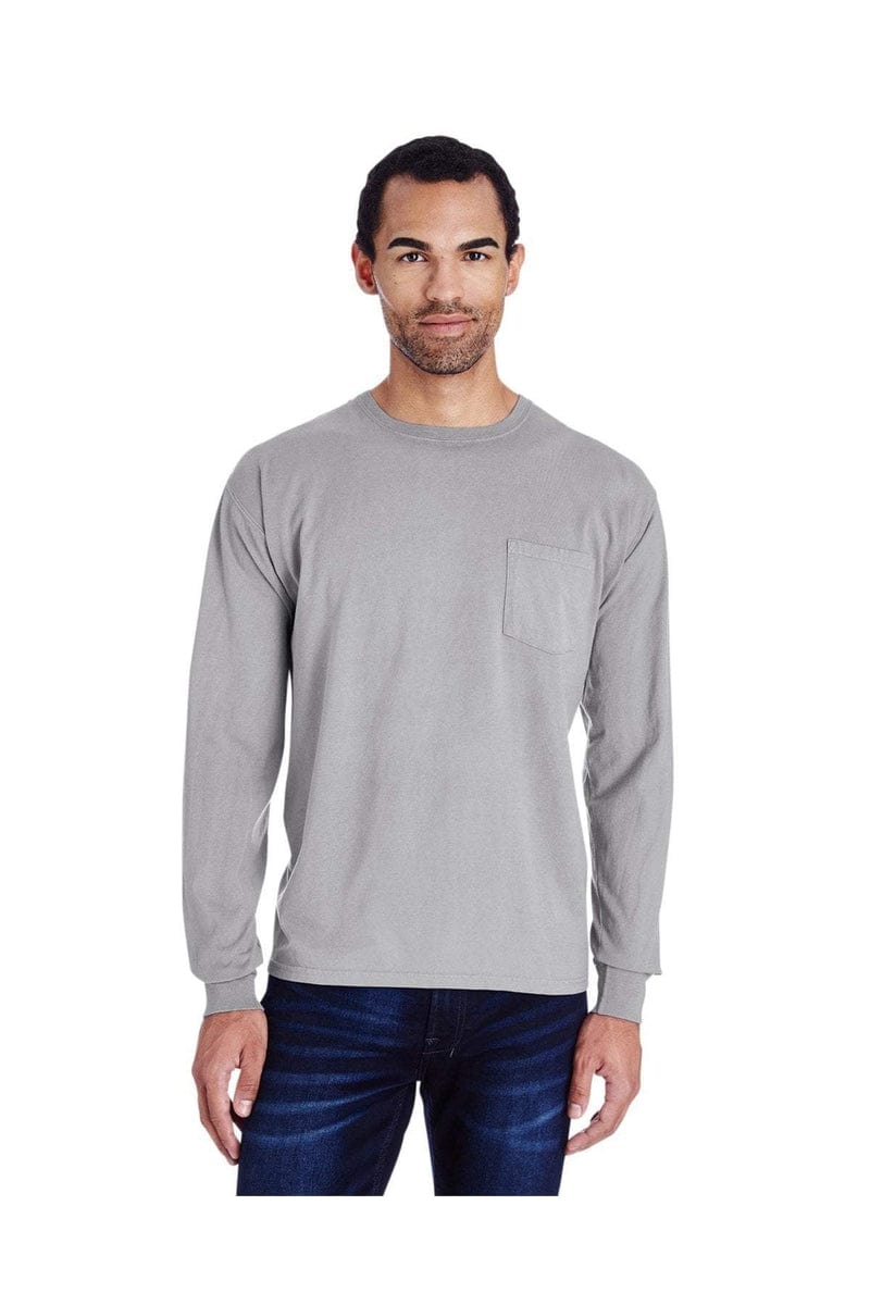 ComfortWash by Hanes GDH250: Unisex 5.5 oz., 100% Ringspun Cotton Garment-Dyed Long-Sleeve T-Shirt with Pocket in 