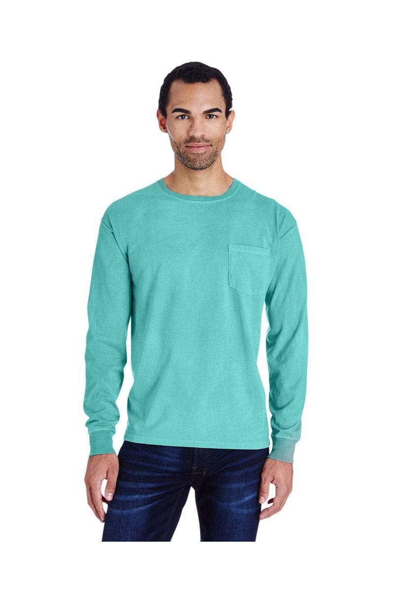 ComfortWash by Hanes GDH250: Unisex 5.5 oz., 100% Ringspun Cotton Garment-Dyed Long-Sleeve T-Shirt with Pocket in 