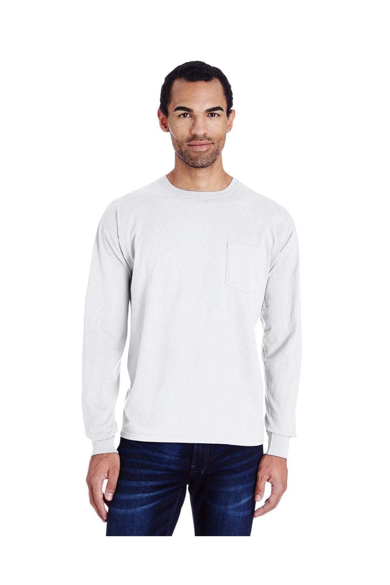 ComfortWash by Hanes GDH250: Unisex 5.5 oz., 100% Ringspun Cotton Garment-Dyed Long-Sleeve T-Shirt with Pocket in 