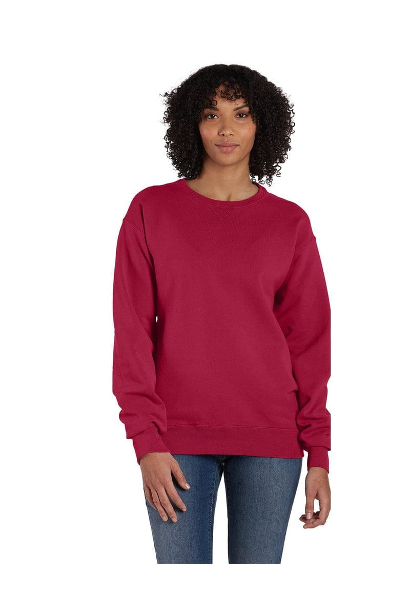 ComfortWash by Hanes GDH400 Unisex 7.2 oz., 80/20 Crew Sweatshirt in Crimson Fall