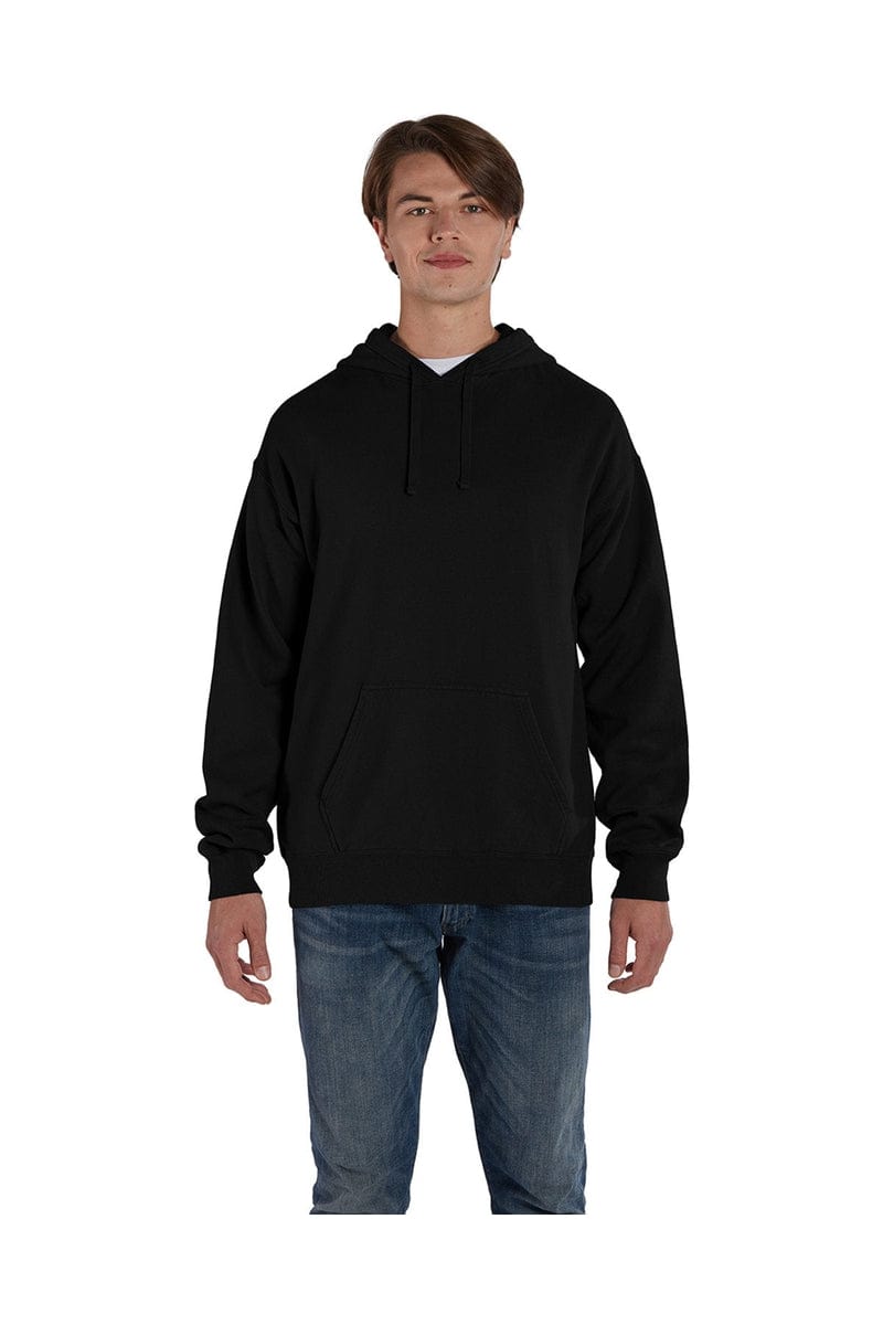 ComfortWash by Hanes GDH450 Unisex 7.2 oz., 80/20 Pullover Hood Sweatshirt in Black