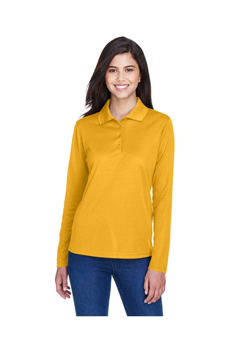 Core 365 78192 Ladies' Pinnacle Performance Long-Sleeve Pique Polo in Campus Gold
