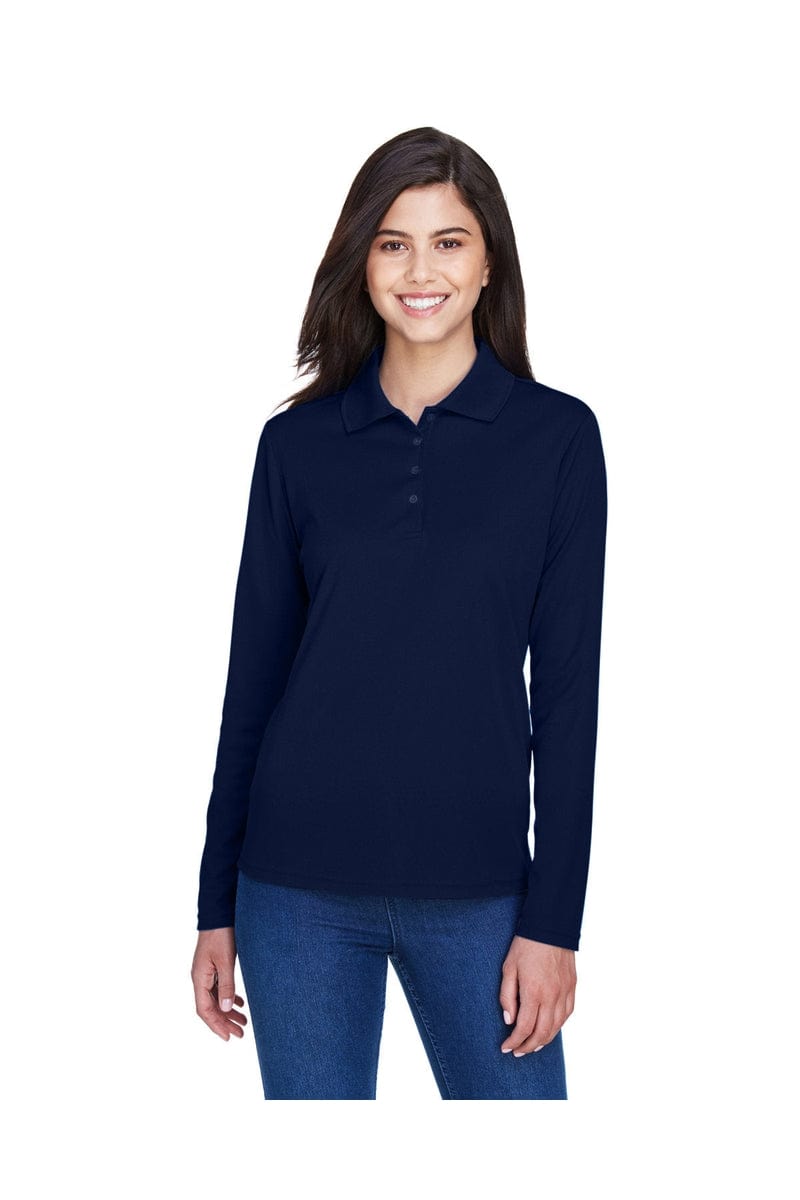 Core 365 78192 Ladies' Pinnacle Performance Long-Sleeve Pique Polo in Classic Navy