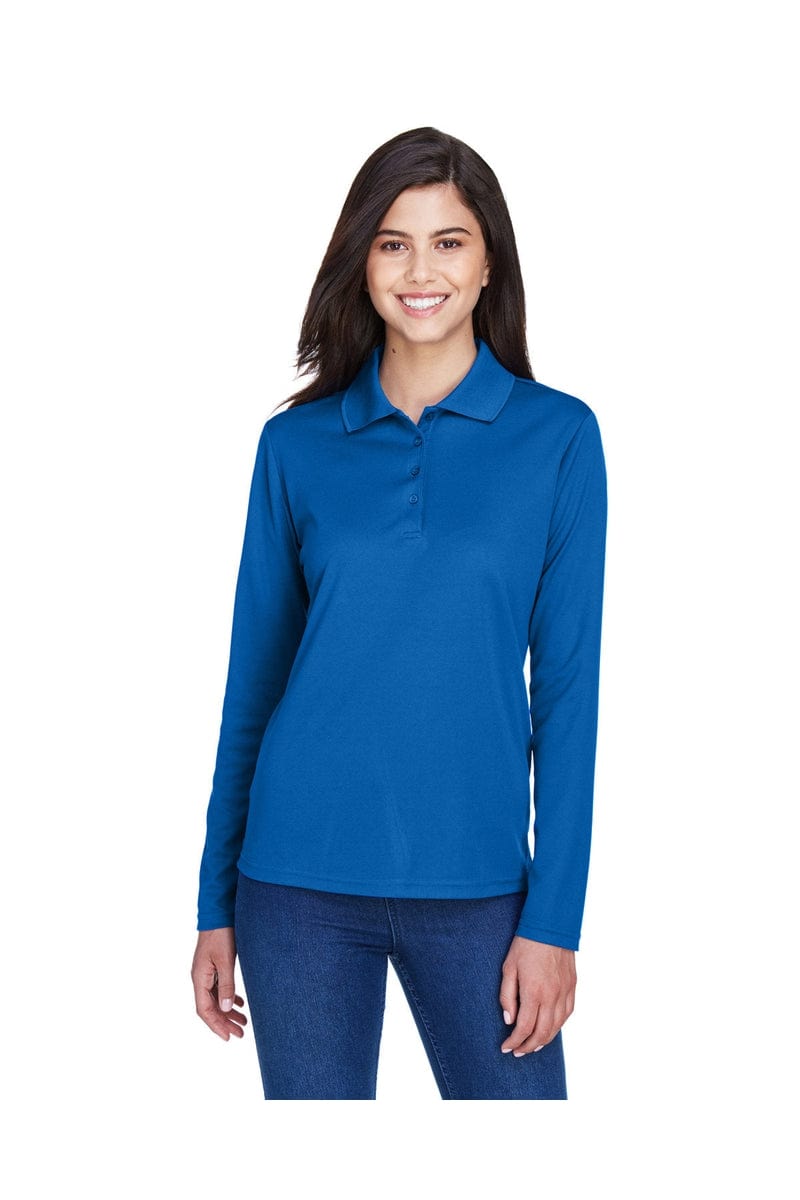 Core 365 78192 Ladies' Pinnacle Performance Long-Sleeve Pique Polo in True Royal
