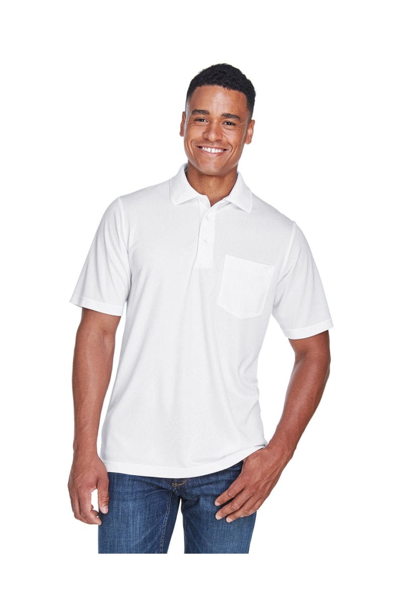 Core 365 88181P Men's Origin Performance Pique Polo with Pocket in White