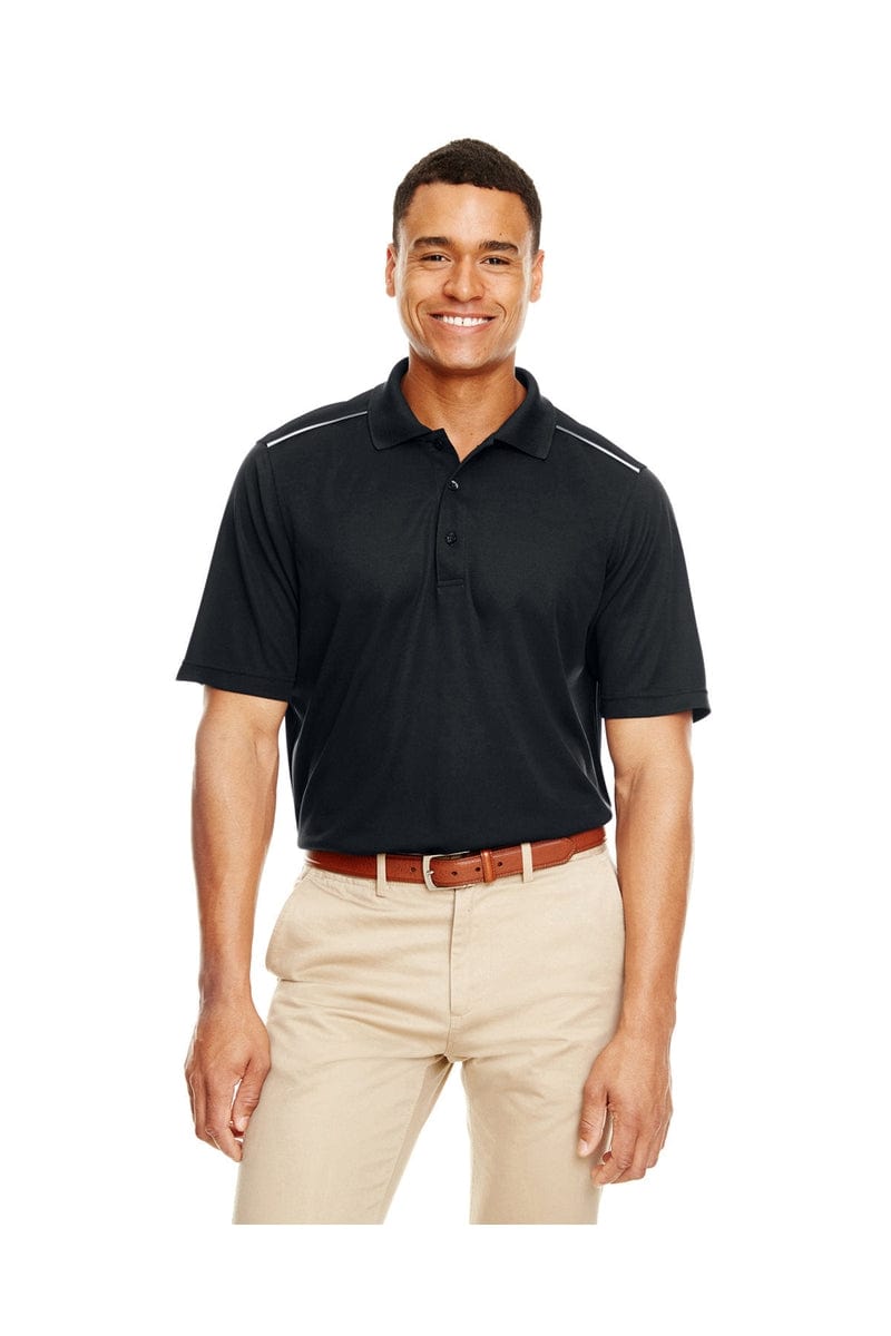 Core 365 88181R Men's Radiant Performance Pique Polo with Reflective Piping in Black
