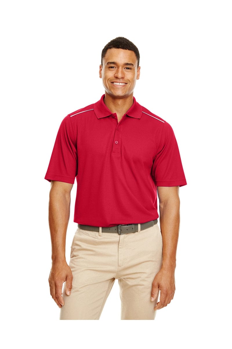 Core 365 88181R Men's Radiant Performance Pique Polo with Reflective Piping in Classic Red