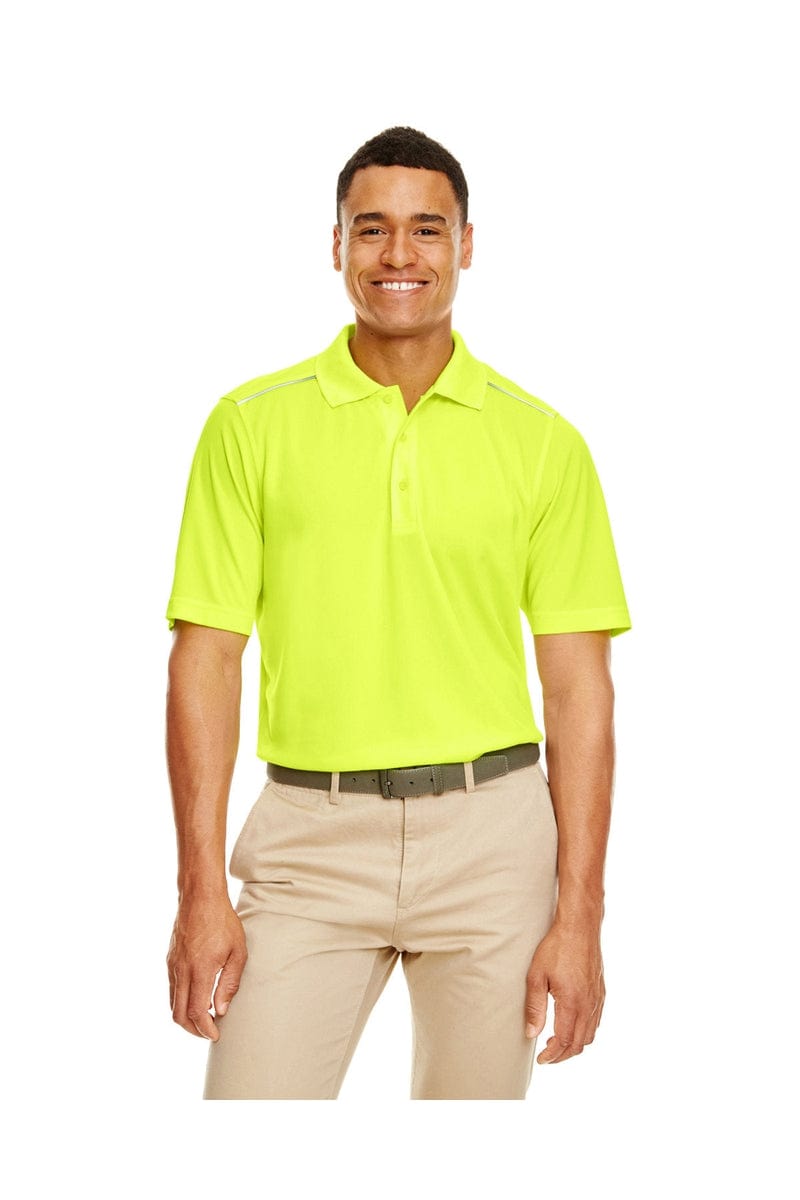 Core 365 88181R Men's Radiant Performance Pique Polo with Reflective Piping in Safety Yellow