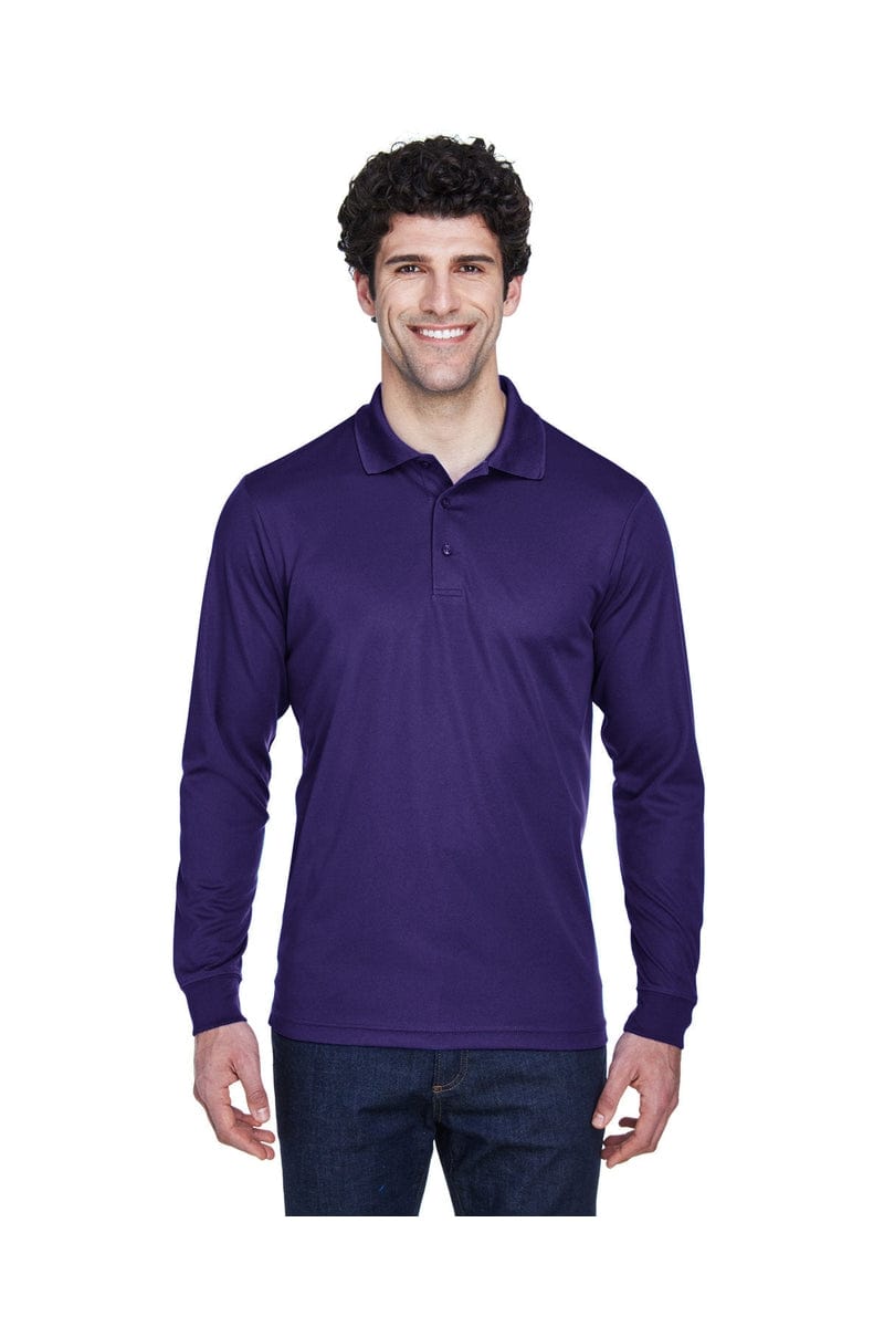Core 365 88192 Men's Pinnacle Performance Long-Sleeve Pique Polo in Campus Purple
