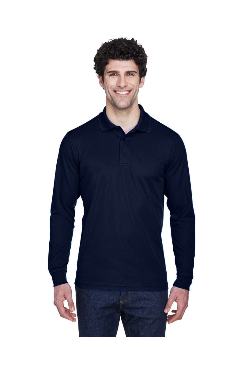 Core 365 88192 Men's Pinnacle Performance Long-Sleeve Pique Polo in Classic Navy