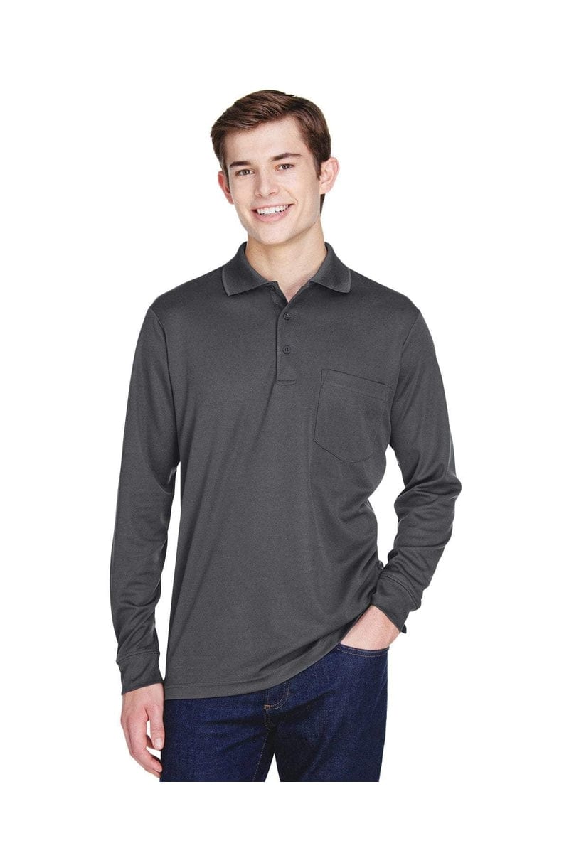 Core 365 88192P Adult Pinnacle Performance Long-Sleeve Pique Polo with Pocket in 