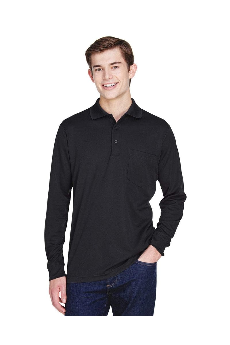 Core 365 88192P Adult Pinnacle Performance Long-Sleeve Pique Polo with Pocket in 