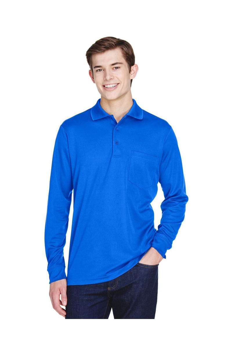 Core 365 88192P Adult Pinnacle Performance Long-Sleeve Pique Polo with Pocket in 