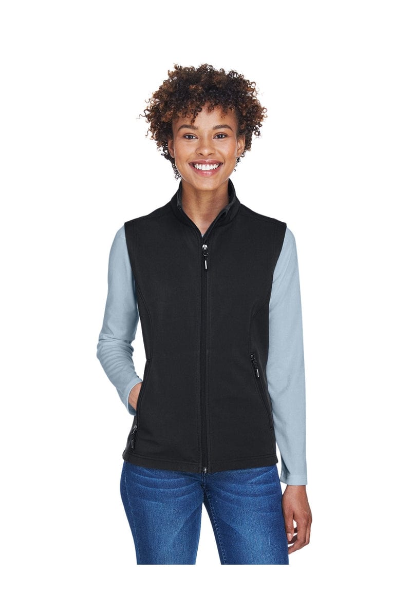 Core 365 CE701W Ladies' Cruise Two-Layer Fleece Bonded Soft Shell Vest in Black
