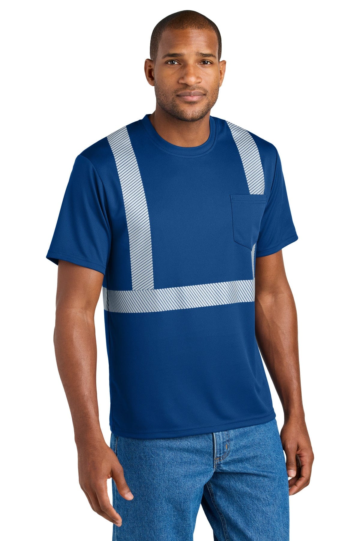 CornerStone CS206 Enhanced Visibility Segmented Tape Tee in Royal