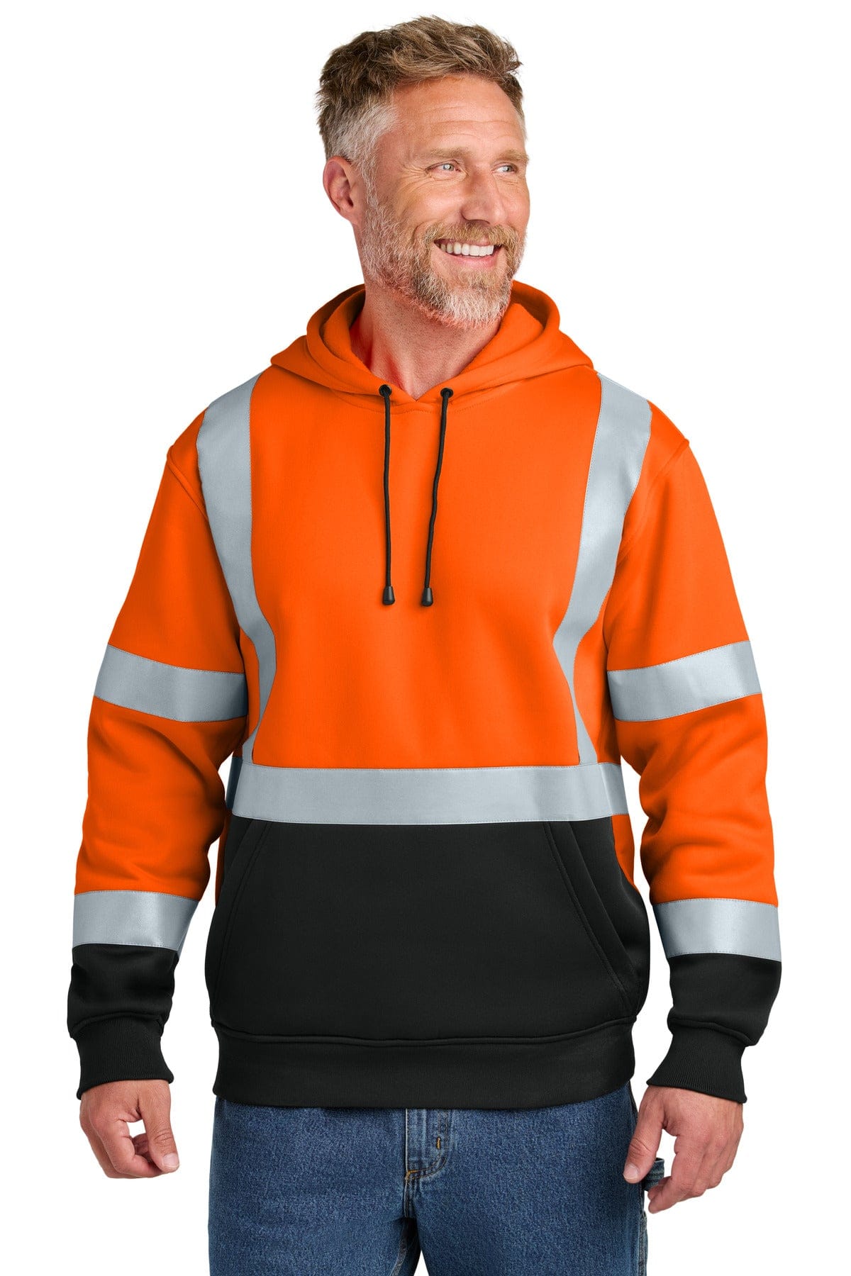 CornerStone CSF301 ANSI 107 Class 3 Heavy-Duty Fleece Pullover Hoodie in Safety Orange