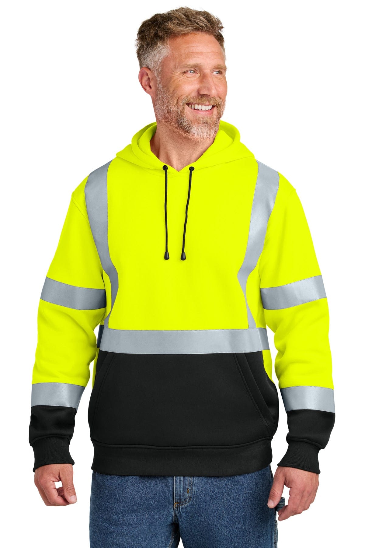 CornerStone CSF301 ANSI 107 Class 3 Heavy-Duty Fleece Pullover Hoodie in Safety Yellow