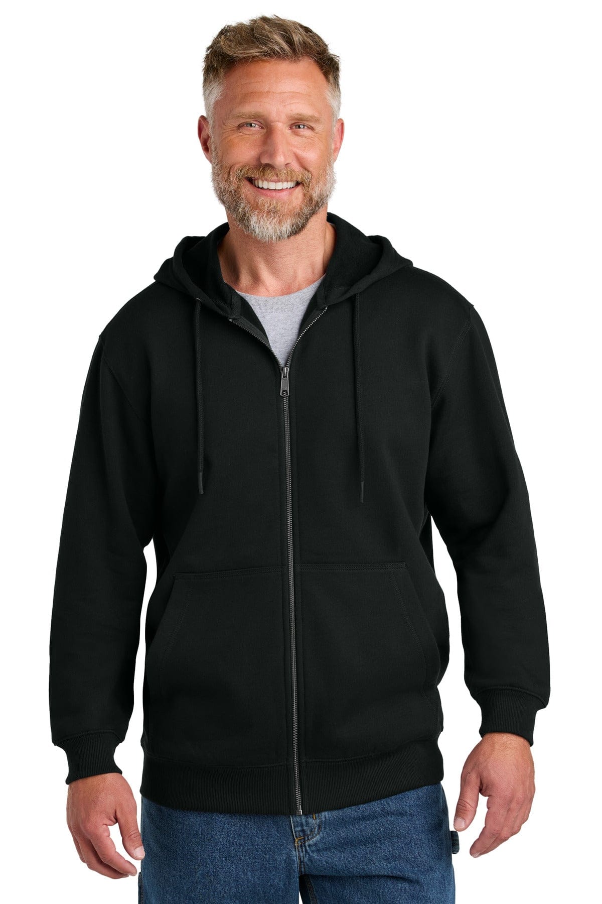 CornerStone CSF631 Tough Fleece Full-Zip Hoodie in Black