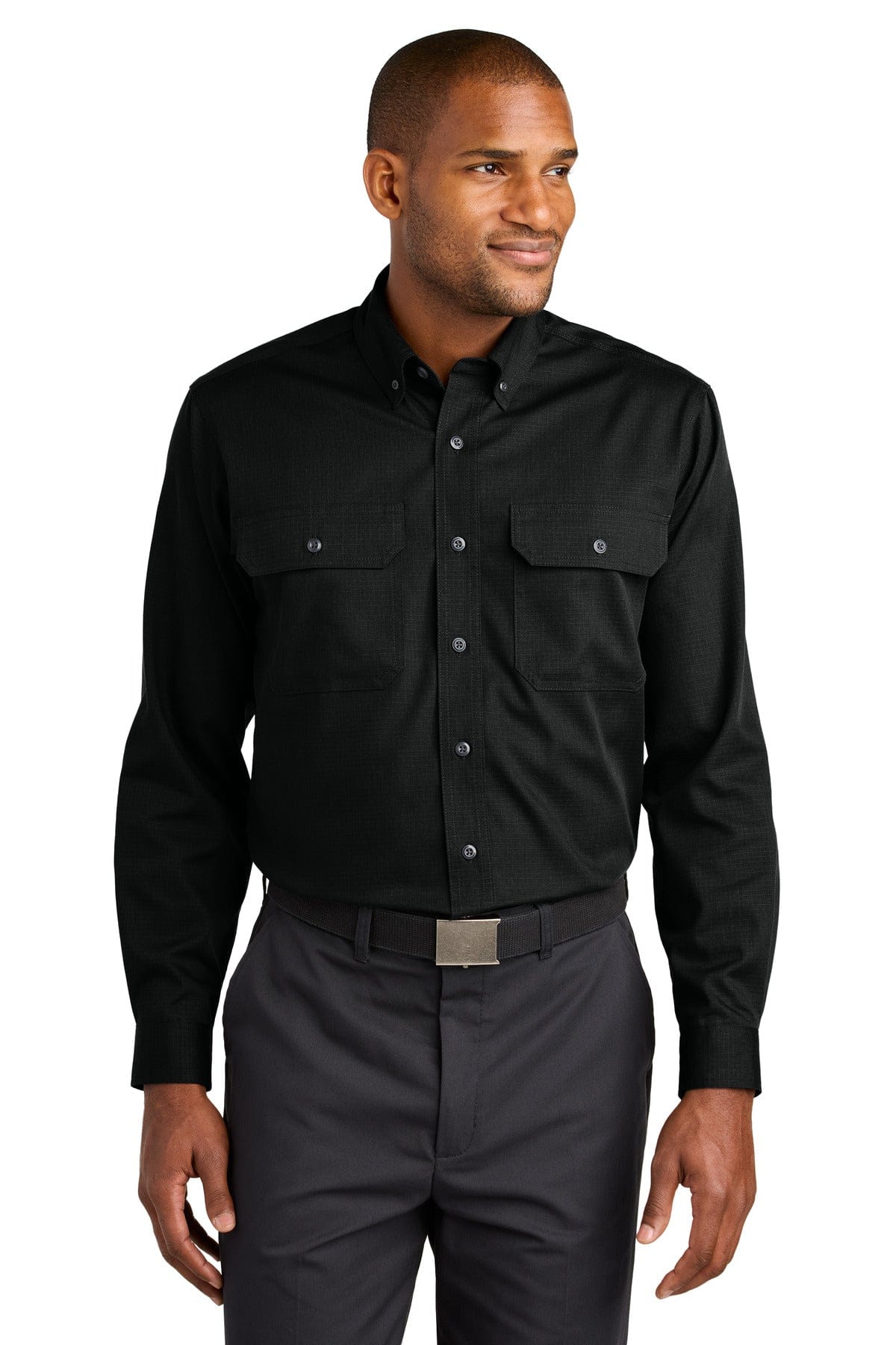 CornerStone CSW174 Long Sleeve Select Ripstop Shirt in Black
