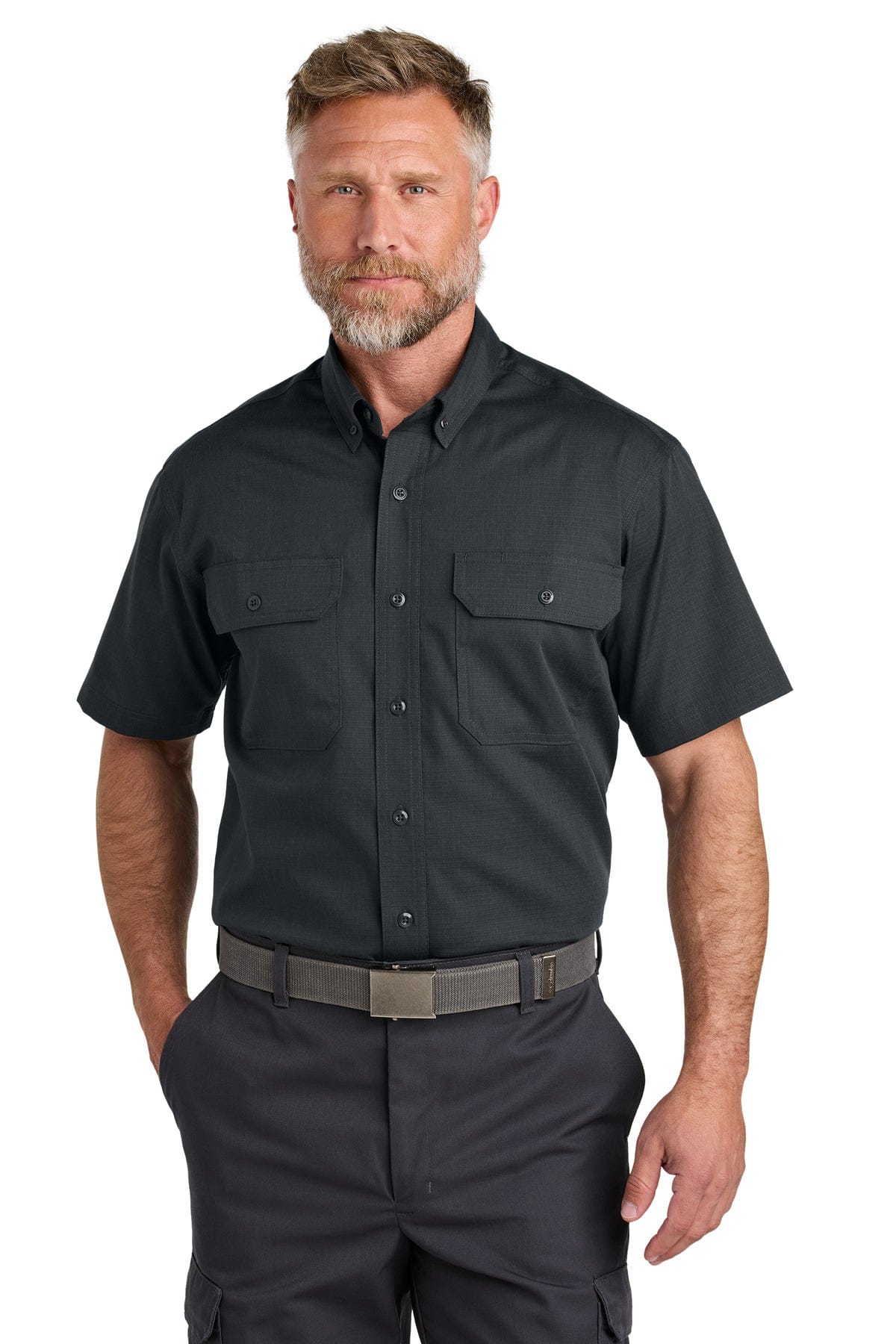 CornerStone CSW175 Short Sleeve Select Ripstop Shirt in Echo Steel