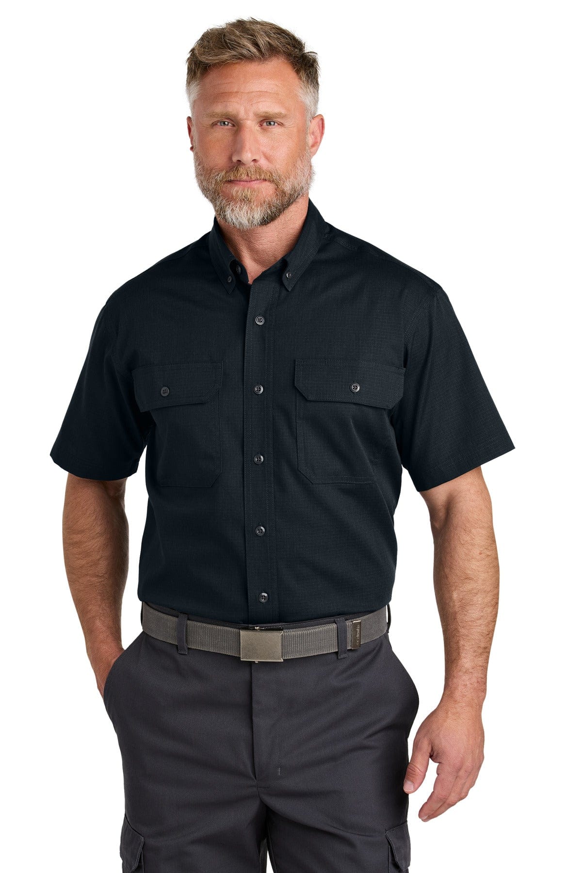 CornerStone CSW175 Short Sleeve Select Ripstop Shirt in Navy Blue