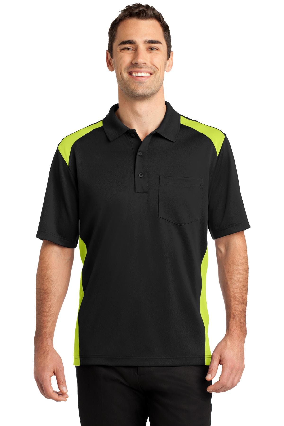 CornerStone Select Snag-Proof Two Way Colorblock Pocket Polo. CS416 in 