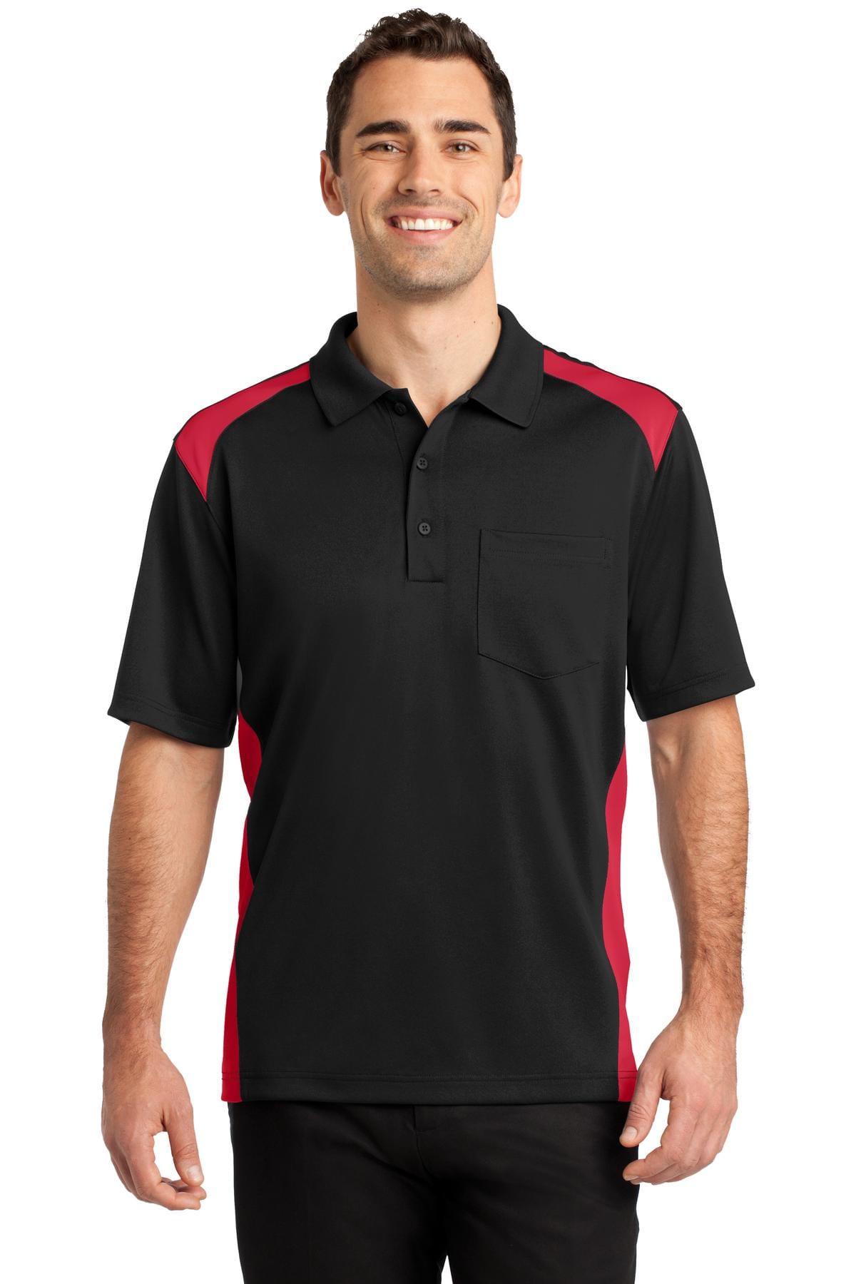 CornerStone Select Snag-Proof Two Way Colorblock Pocket Polo. CS416 in 