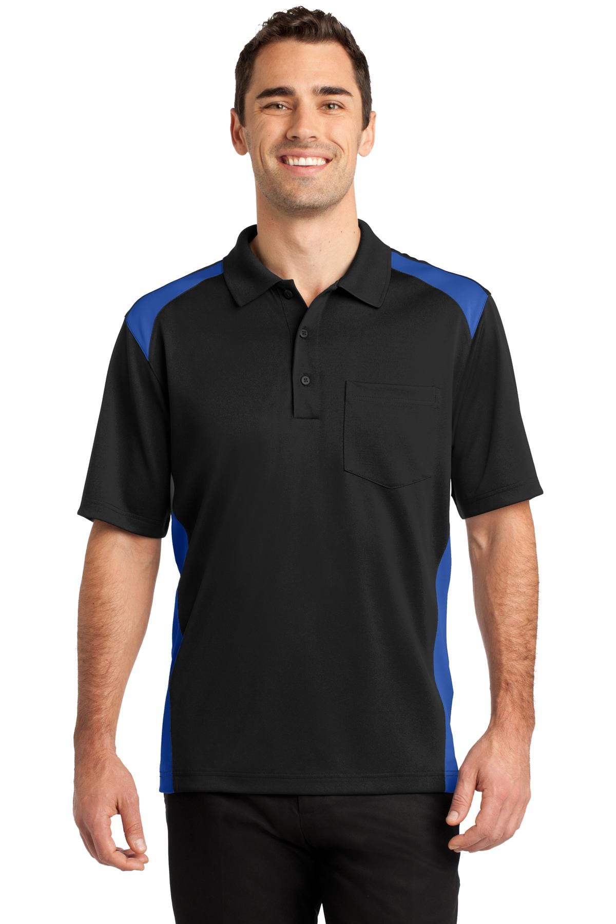 CornerStone Select Snag-Proof Two Way Colorblock Pocket Polo. CS416 in 