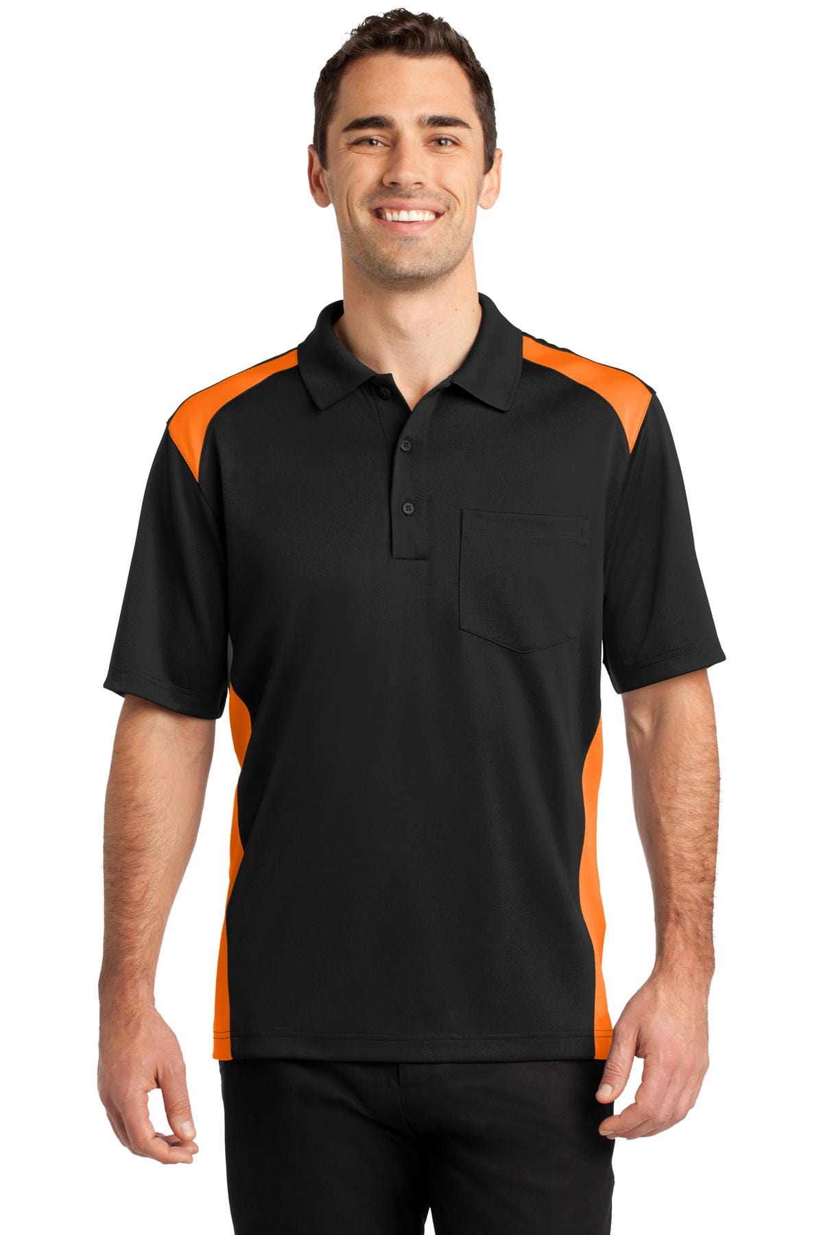 CornerStone Select Snag-Proof Two Way Colorblock Pocket Polo. CS416 in 