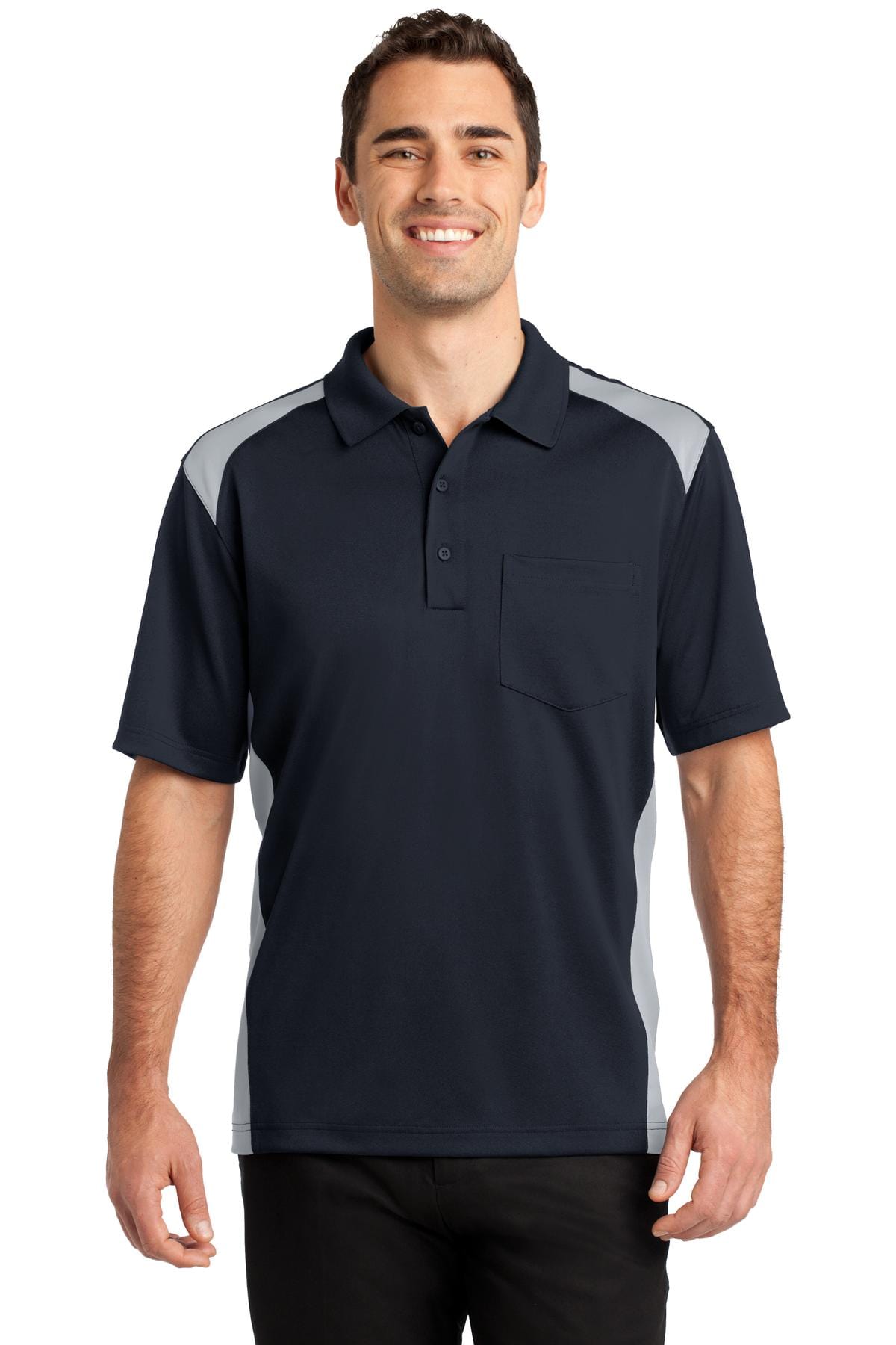 CornerStone Select Snag-Proof Two Way Colorblock Pocket Polo. CS416 in 