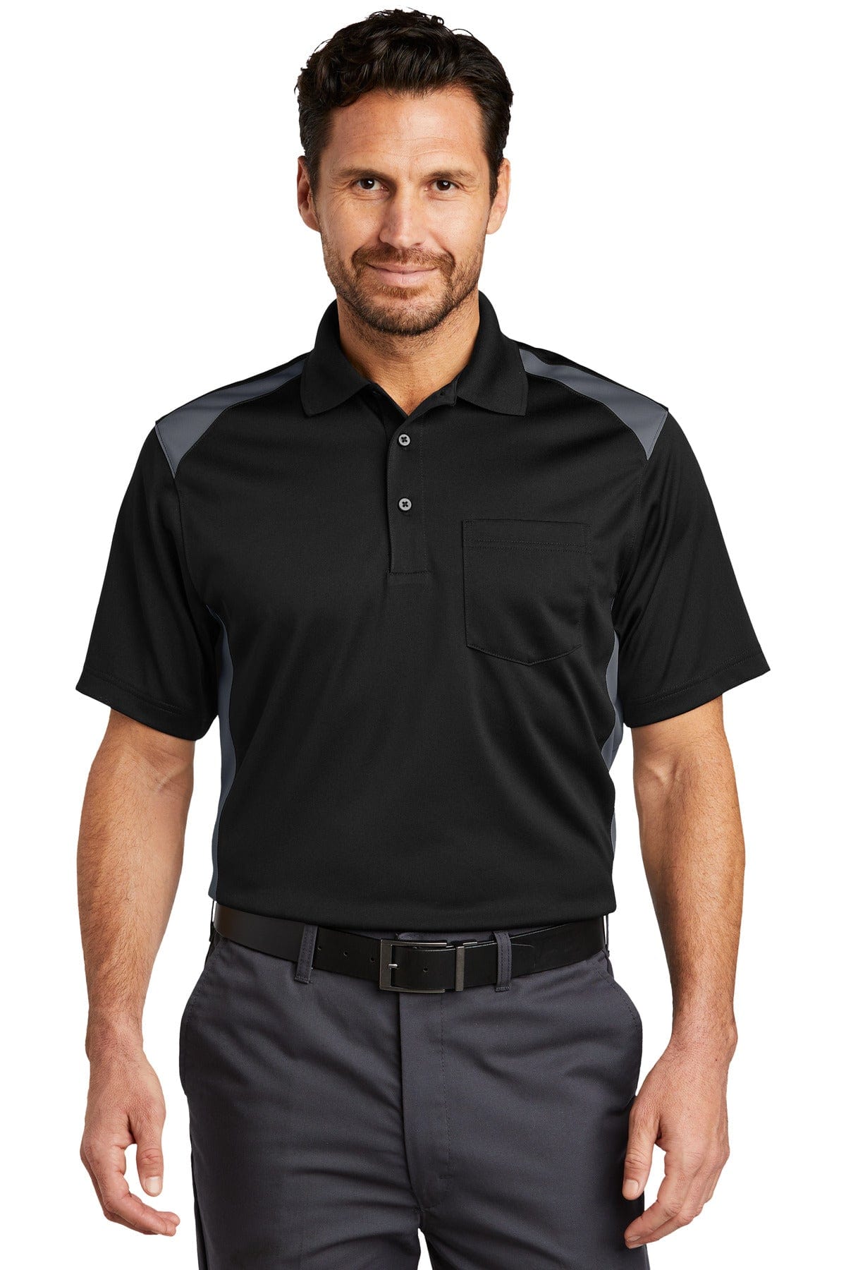 CornerStone Select Snag-Proof Two Way Colorblock Pocket Polo. CS416 in 