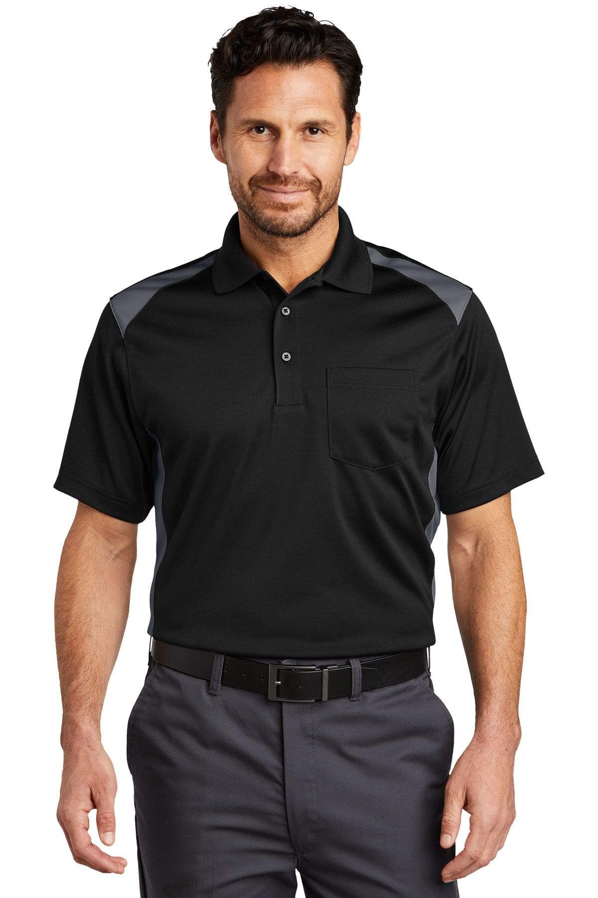 CornerStone Select Snag-Proof Two Way Colorblock Pocket Polo. CS416 in 