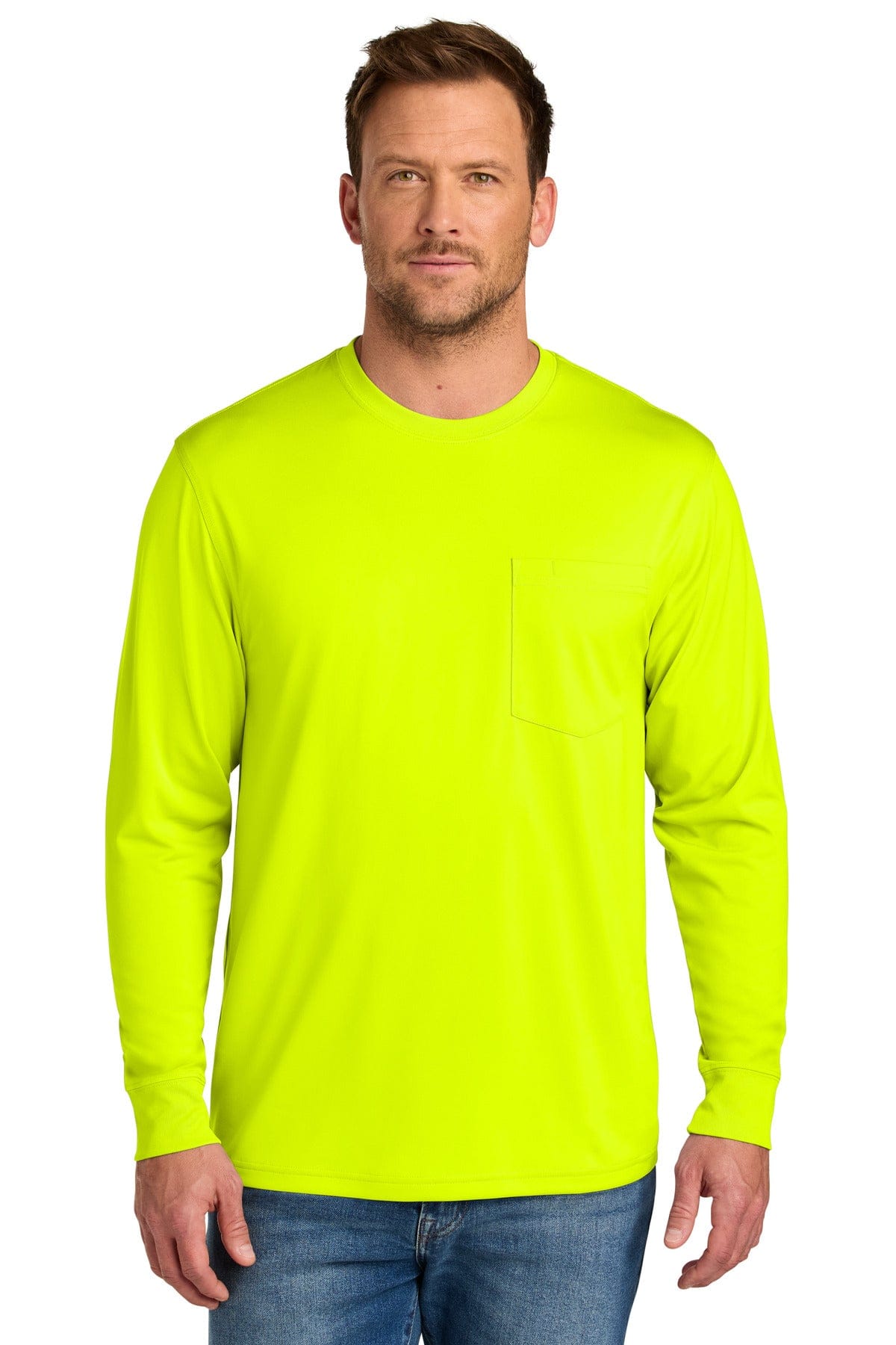 CornerStone Workwear Pro Long Sleeve Pocket Tee CS440LSP in Safety Yellow