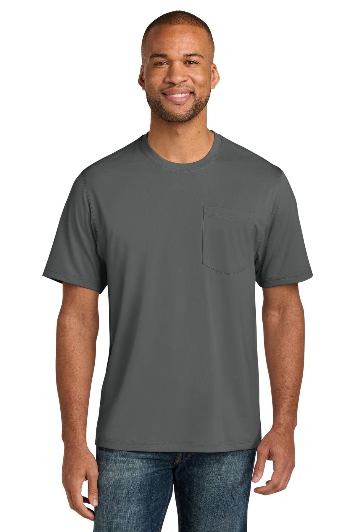 CornerStone Workwear Pro Short Sleeve Pocket Tee CS440P in Metal Grey