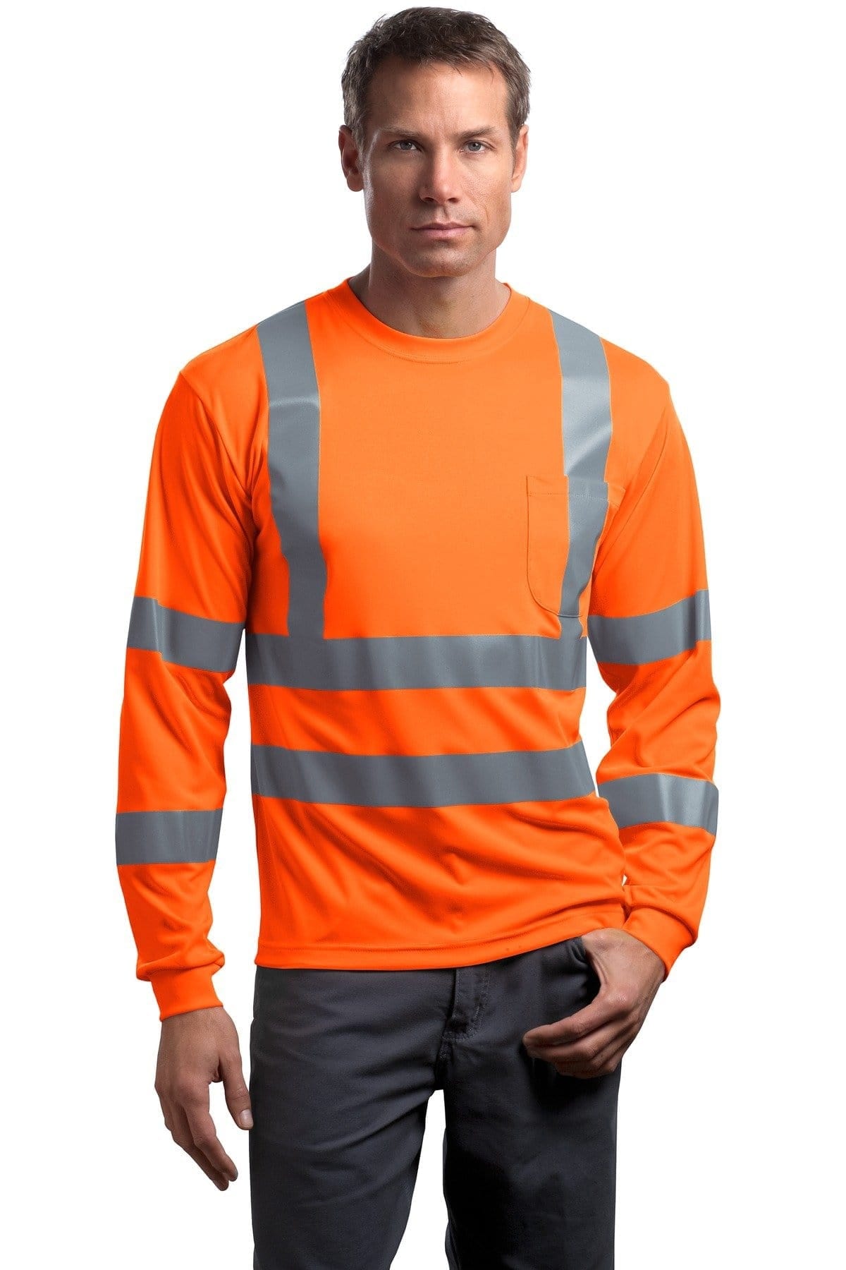 CornerStone ® - ANSI 107 Class 3 Long Sleeve Snag-Resistant Reflective T-Shirt. CS409