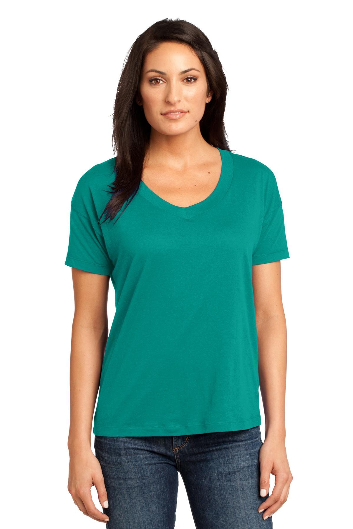 DISCONTINUED District Made ® - Ladies Modal Blend Relaxed V-Neck Tee. DM480