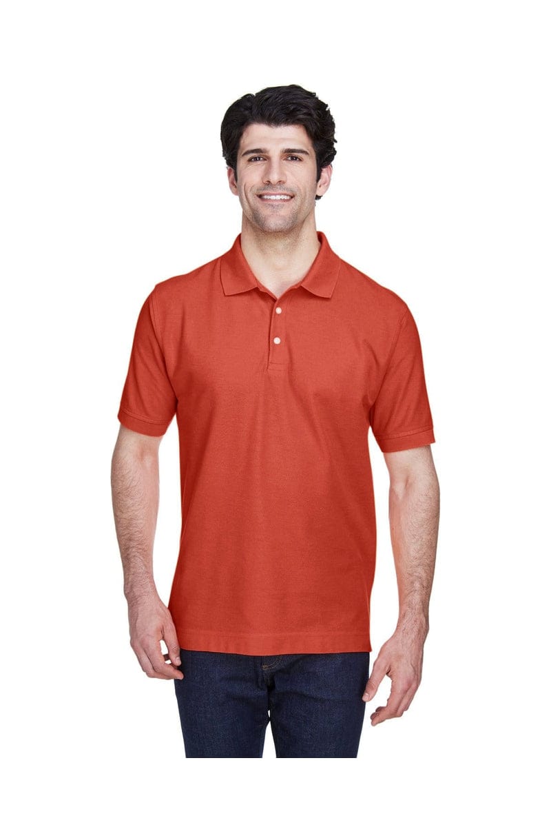 Devon & Jones D100 Men's Pima Pique Short-Sleeve Polo in Rust