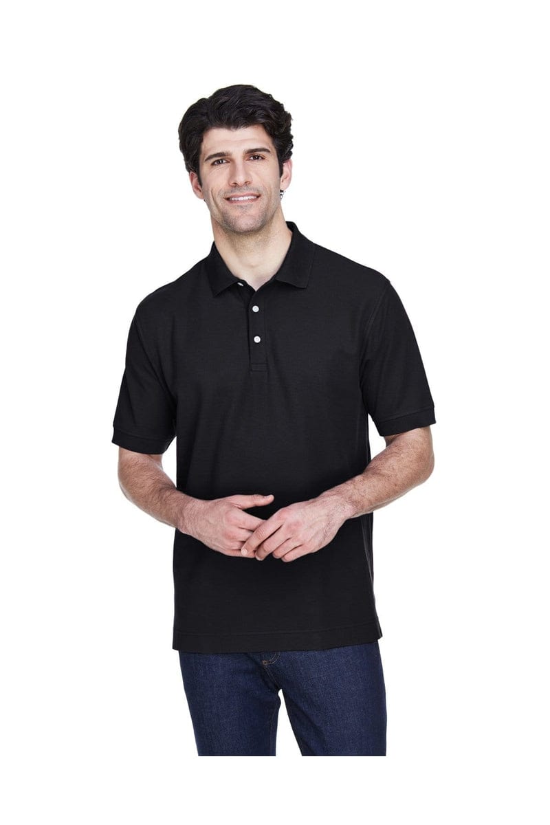 Devon & Jones D100 Men's Pima Pique Short-Sleeve Polo in Black