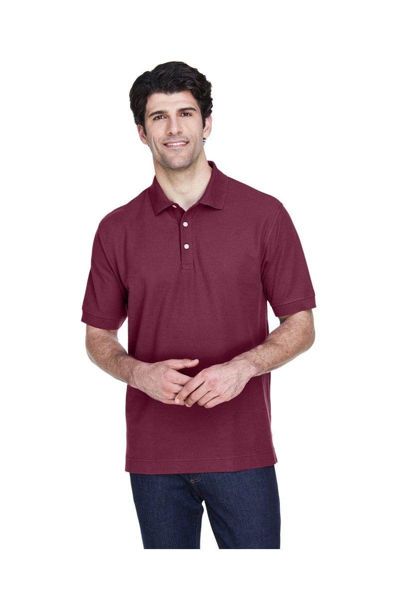 Devon & Jones D100 Men's Pima Pique Short-Sleeve Polo in Burgundy