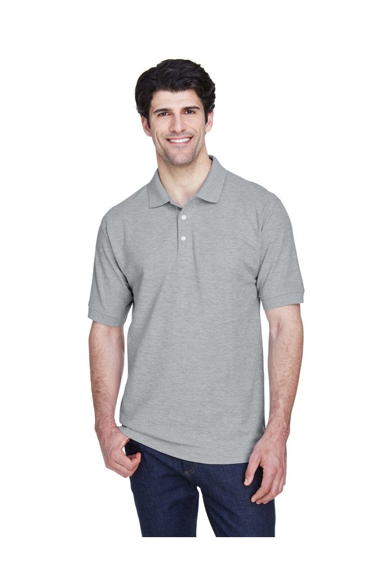 Devon & Jones D100 Men's Pima Pique Short-Sleeve Polo in Grey Heather