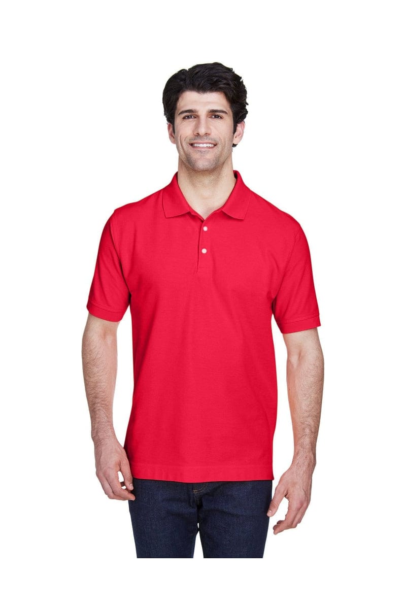 Devon & Jones D100 Men's Pima Pique Short-Sleeve Polo in Red